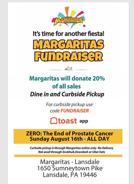 ZERO PROSTATE CANCER Fundraiser at Margaritas in Lansdale, PA