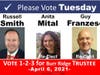 Straub previously noted his love for Burr Ridge and endorsement of candidates Russell Smith, Anita Mital and Guy Franzese. 1-2-3
