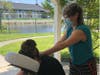 Lisa Ross receiving a massage.