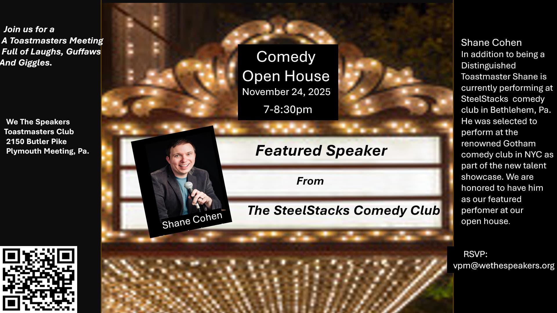 Comedy Open House . Toastmaster Style