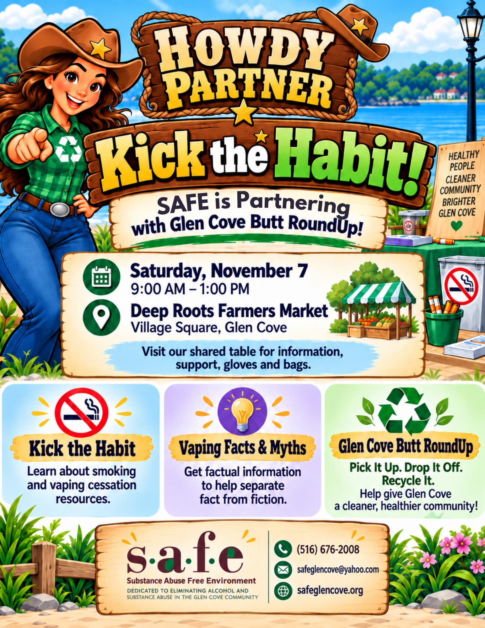 KICK THE HABIT! -SAFE Partnered with Glen Cove Beautification's Butt Round Up! -
