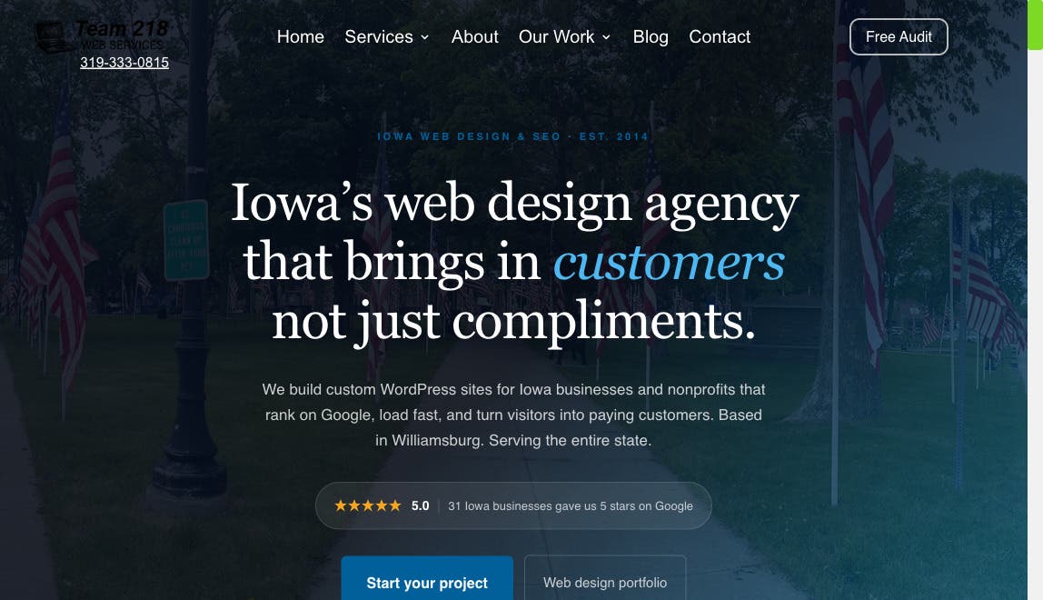 Team 218: Free Website Audit for Iowa City Businesses