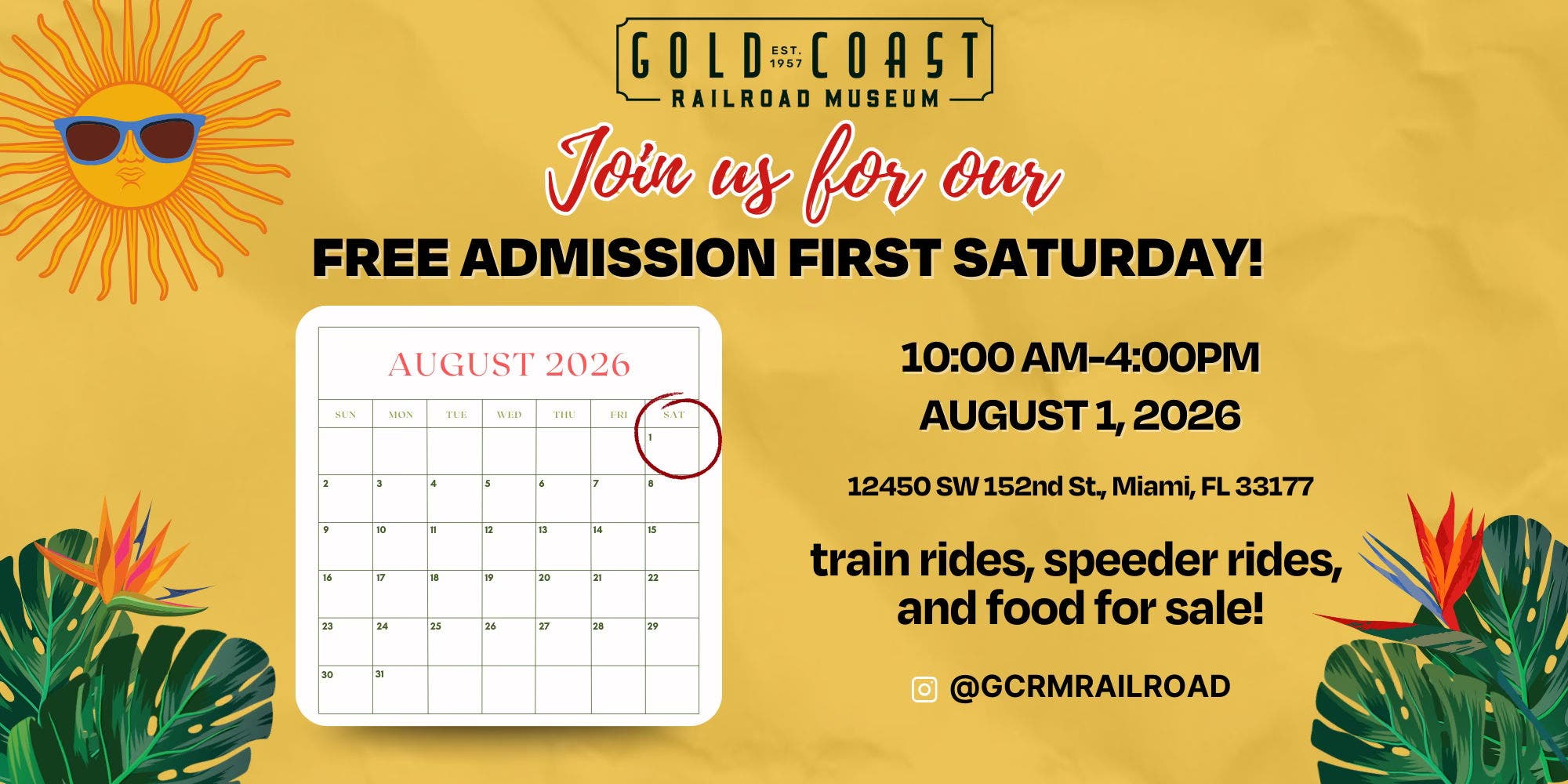 August 1st Saturday Free Admission!