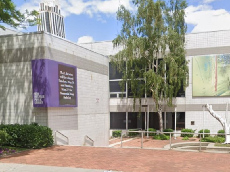 The Chase Bank branch that was robbed on Thursday is less than a block away from the New Rochelle Public Library.