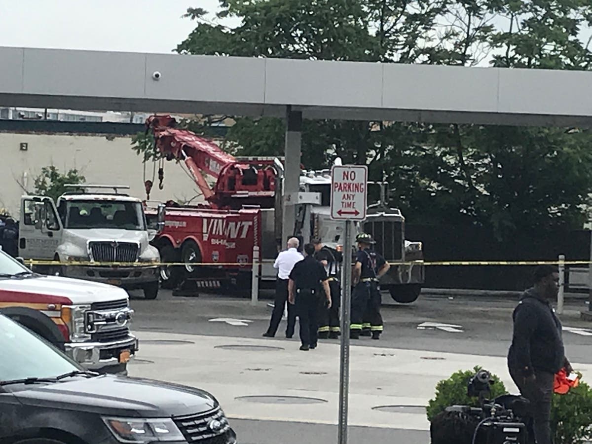 An SUV drove through a fence at the BJ's gas station near the Fulton Avenue Bridge in Mount Vernon and was submerged in the canal. 