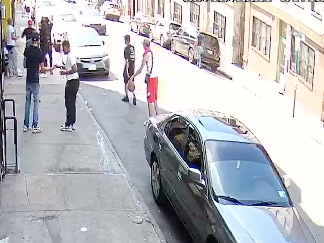 The car that appears to have been used in the shooting can be seen approaching prior to the shooting in security footage.