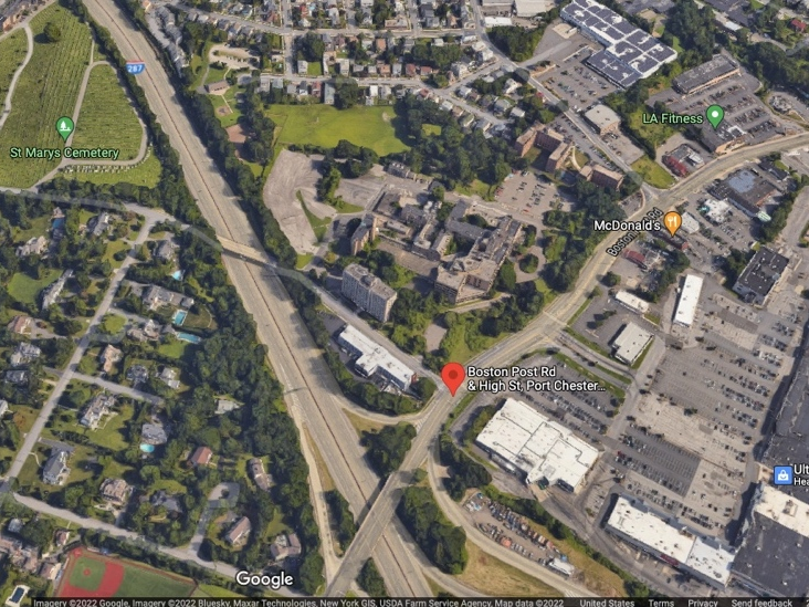 At the intersection with High Street, two flatbed trucks were able to block the fleeing car's path.