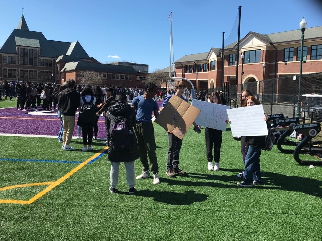 Hundreds of New Rochelle students staged a walkout Monday in protest of what they say is the school's failure to act on credible sexual abuse claims.
