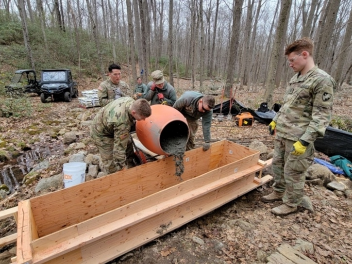 West Point cadets rebuild trail bridges in state parks every year.
