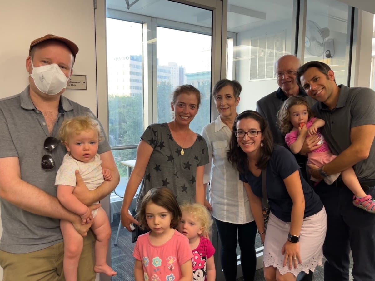 Robert Klein Family: Robert Klein’s family standing near the study rooms that were dedicated in Robert’s memory at a celebration of his life at the New Rochelle Public Library on Wednesday, August 24.