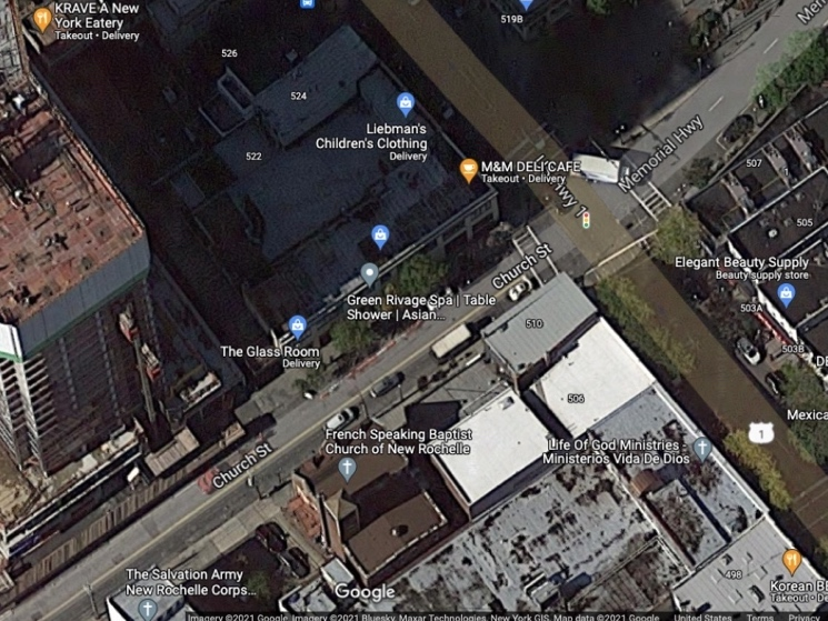 The Green Rivage Table Shower Asian Massage Parlor is located on Main Street in New Rochelle.