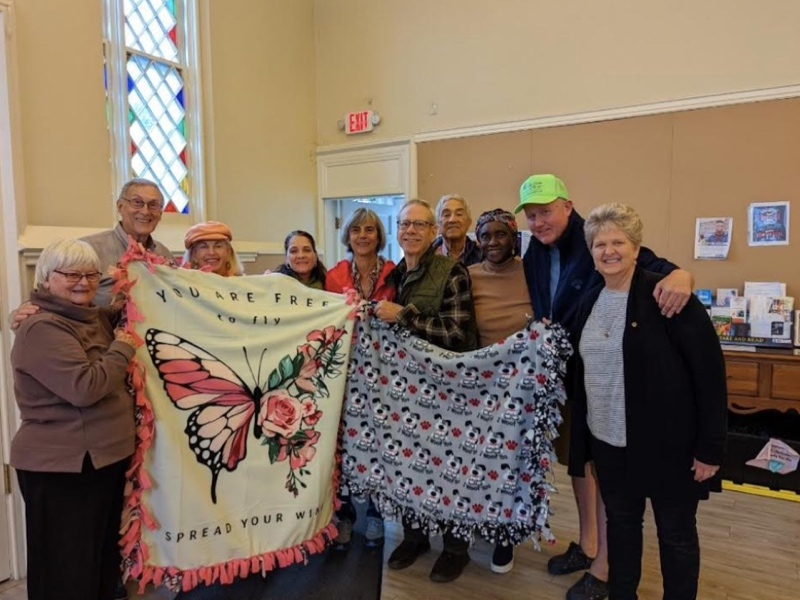 LM Lions display blankets, a welcome sight that greets members of the community in their hour of need.  
