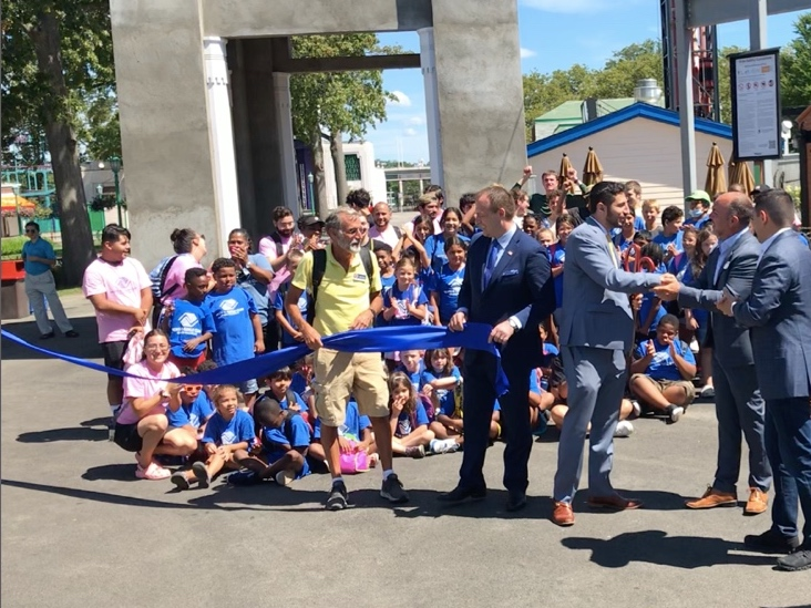 Maher was on hand to help unveil improvements at Playland in Rye this summer.   