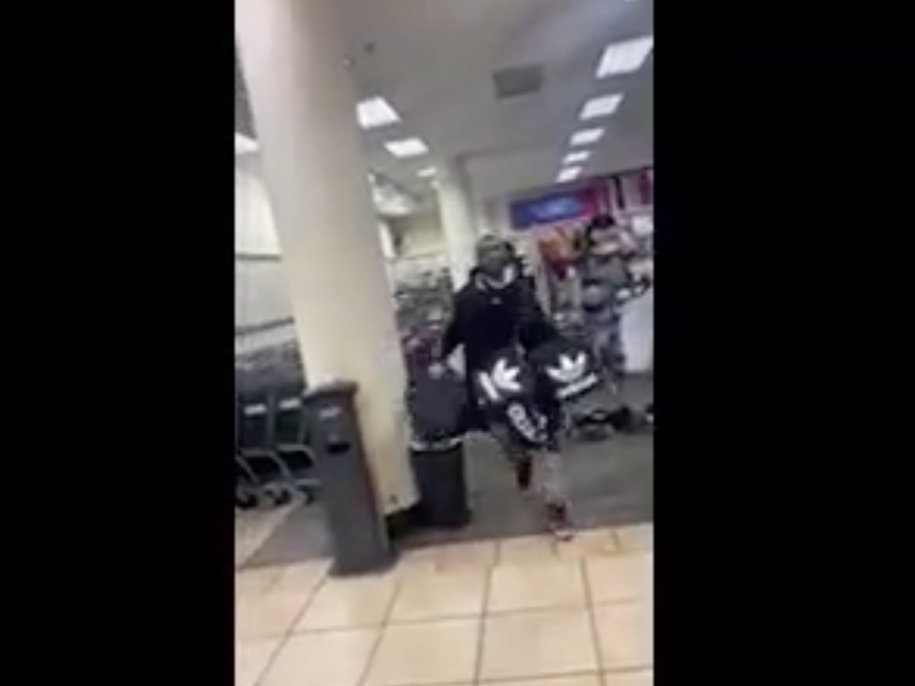 In the shocking videos, thieves can be seen in the security footage unhurriedly filling huge bags with merchandise and walking out of the stores. 