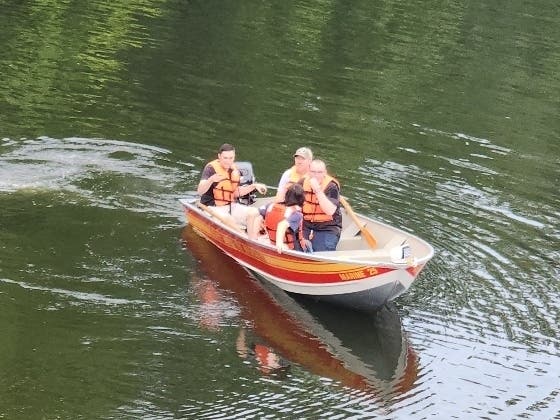 Members of the Marine Unit of the Golden’s Bridge Fire Department operate the Marine 25 rescue boat in deep waters during a recent water rescue training drill. 