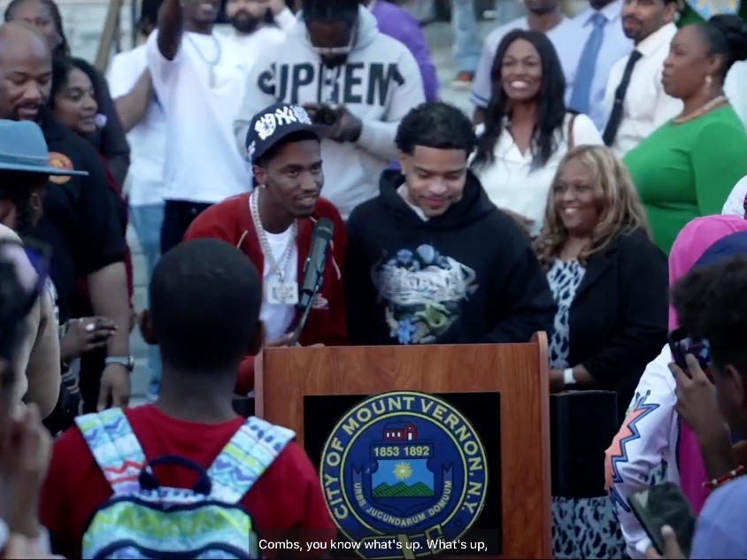 On Wednesday, Justin Combs and Christian "King" Combs held a sneaker giveaway for students ​at city hall in collaboration with the Mount Vernon City School District.