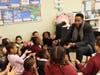 Ndaba Mandela speaking to a second grade class at Nelson Mandela/Dr. Hosea Zollicoffer School.  