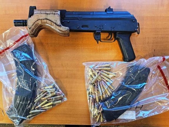 An early morning traffic stop led to the seizure of a unique weapon.