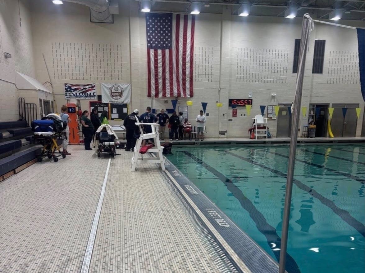 The rescue required crews to partially drain water from the pool and use specialized rescue equipment to carefully cut away a portion of the pool