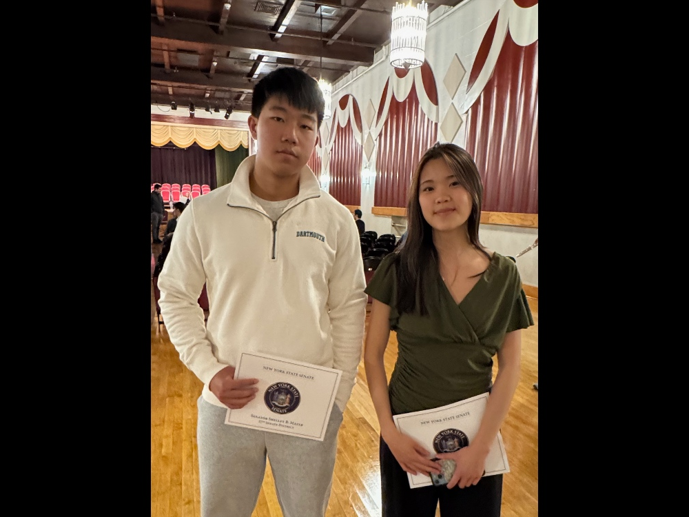 Bronxville High School students Tiantong Wang and Abigail Fong were recently recognized for their excellence in music during the All-State Recognition Ceremony.