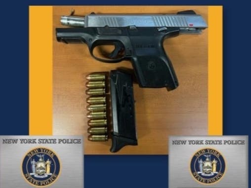 A search of the vehicle led to troopers recovering a loaded Ruger SR40C .40 caliber handgun, NYSP said.