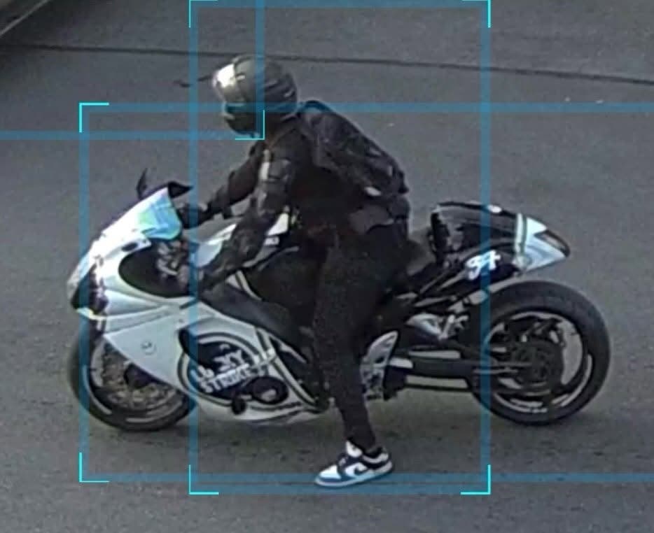 "We are looking for a motorcycle that is black and white that has the words ‘LUCKY STRIKE’ inside of a black circle on the side of the motorcycle," the MVPD said.
