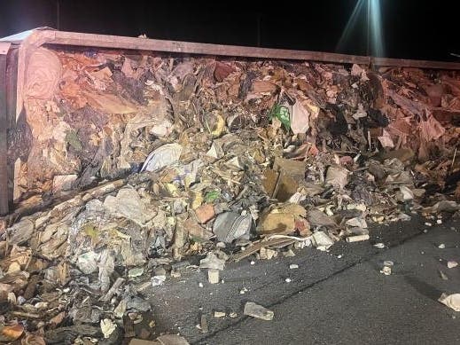 The vehicle was towed, and the debris was cleared by Thruway personnel.