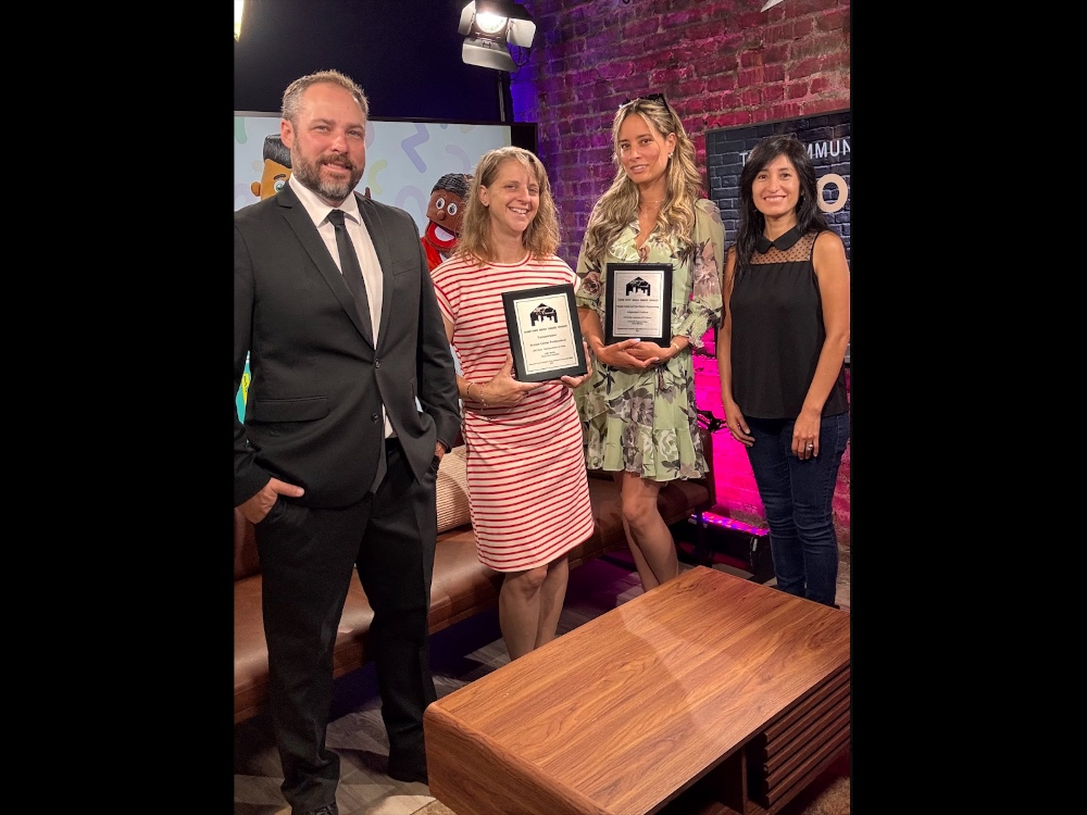 National award winners, LMC Executive Director Matt Sullivan, LMC Assistant Director, and Creator/Showrunner of the LMC Kids Show Dena Schumacher, CRC Development & Communications Manager Aimara Martinez, and CRC Deputy Executive Director Janet Rolen Fry.