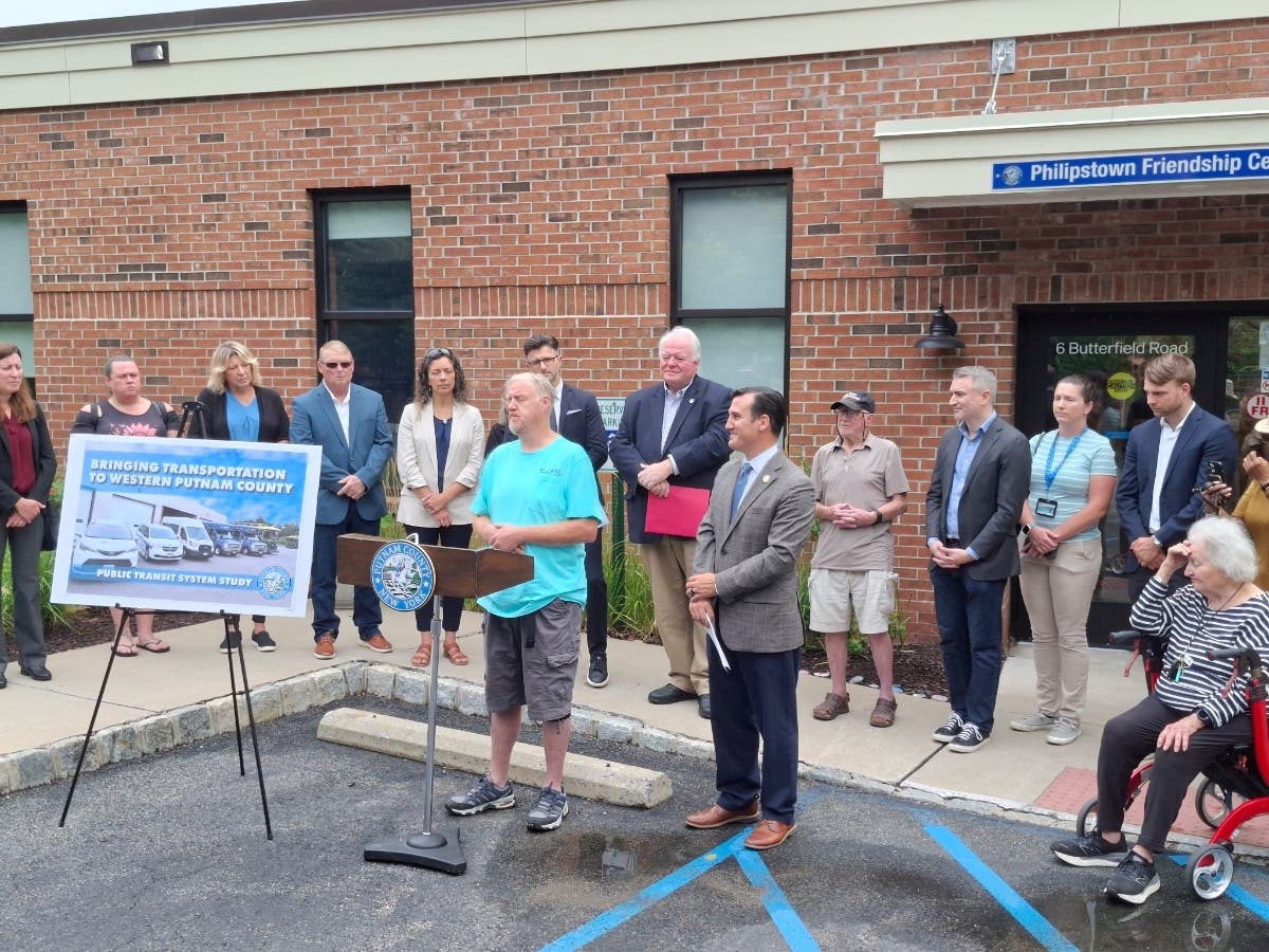 A number of residents who’ve been advocating for public transit in their town  attended the announcement 