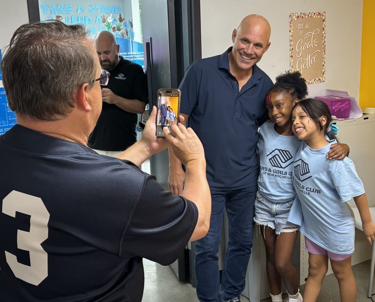 Former New York Yankees player Jim Leyritz visited the Boys & Girls Club of New Rochelle on Tuesday and spoke to more than 60 young people about perseverance, faith and learning from mistakes.