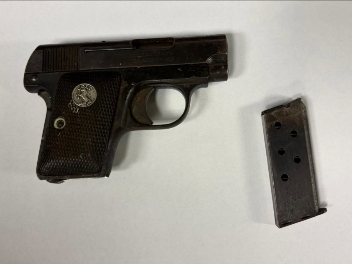 The 100-year-old handgun was unloaded, according to police. 