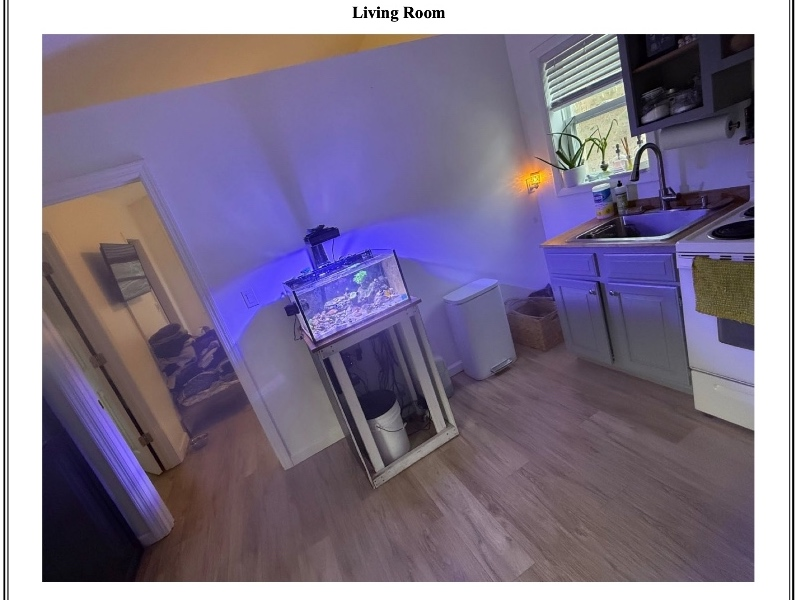 The apartment can be accessed via one flight of exterior stairs and one flight of interior stairs.