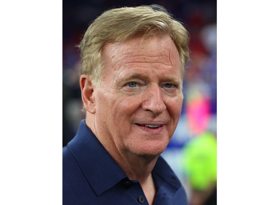 NFL Commissioner Roger Goodell looks on during an NFL football game in Orchard Park, NY Sept. 17, 2026