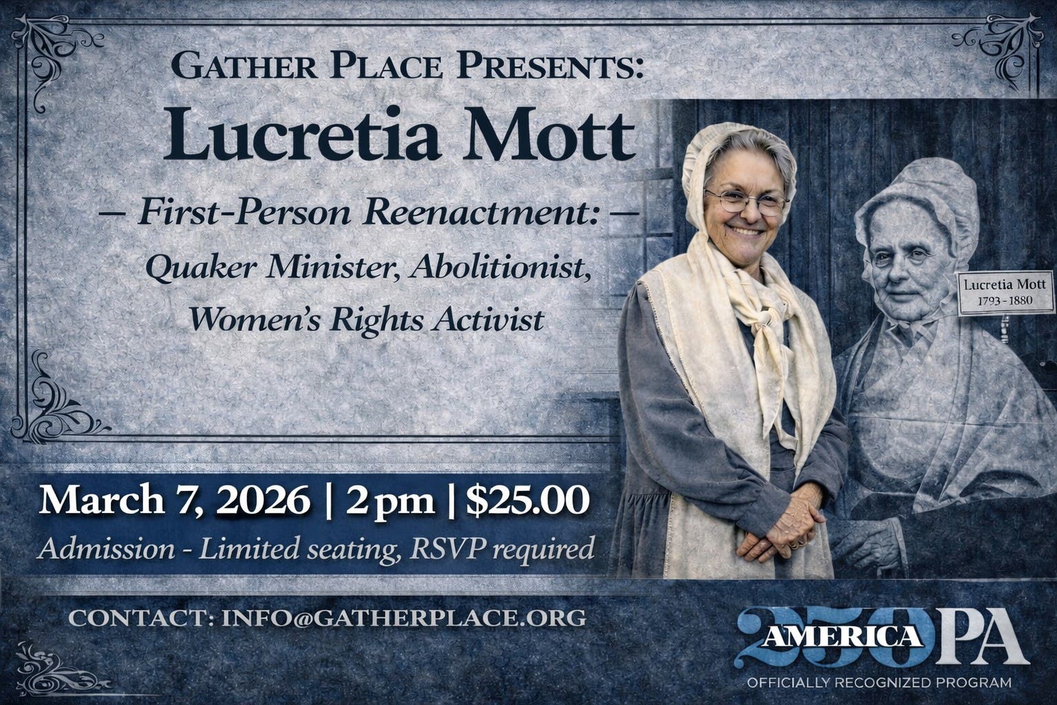 Gather Place Presents: Lucretia Mott - Women's History Month Community Event