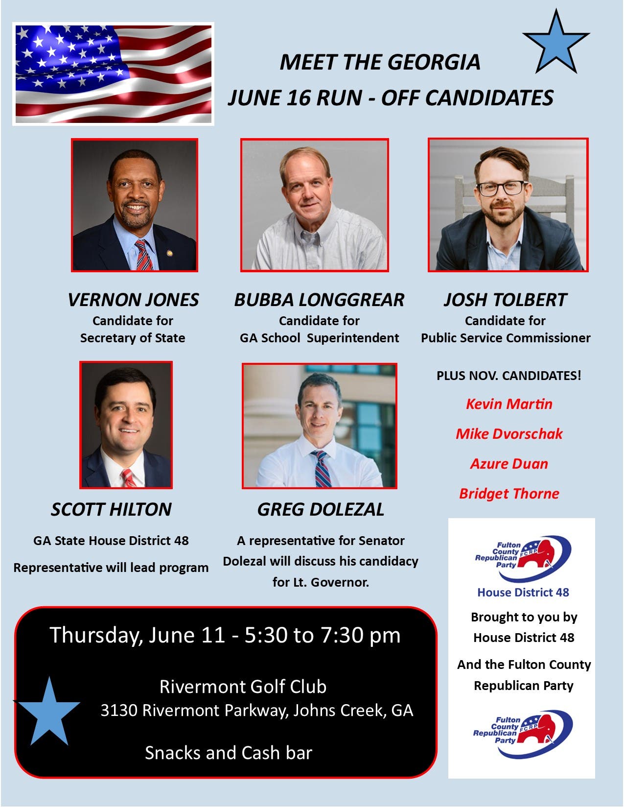 Meet and Greet for GA Run off Candidates