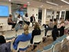 Impact FFC members listen to a panel discussion moderated by Maryellen Frank, co-chair of Events for Impact FFC (far left), with (from left): Lindsay Wyman, CEO of SPEF; Cristina Vittoria, CEO of BGCG; and Rob Hebert, Chief Strategic Officer of CRI.