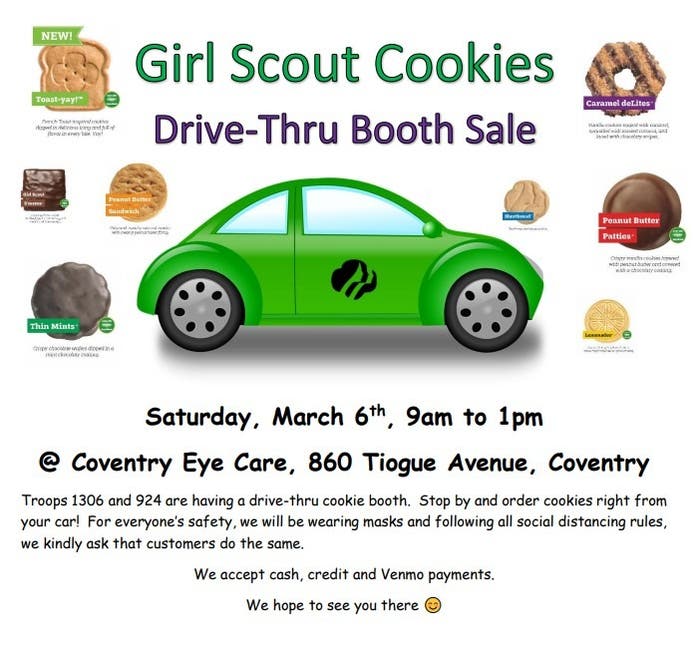 Girl Scout Drive-Thru Cookie Booth, Saturday, March 6th - Coventry, RI ...