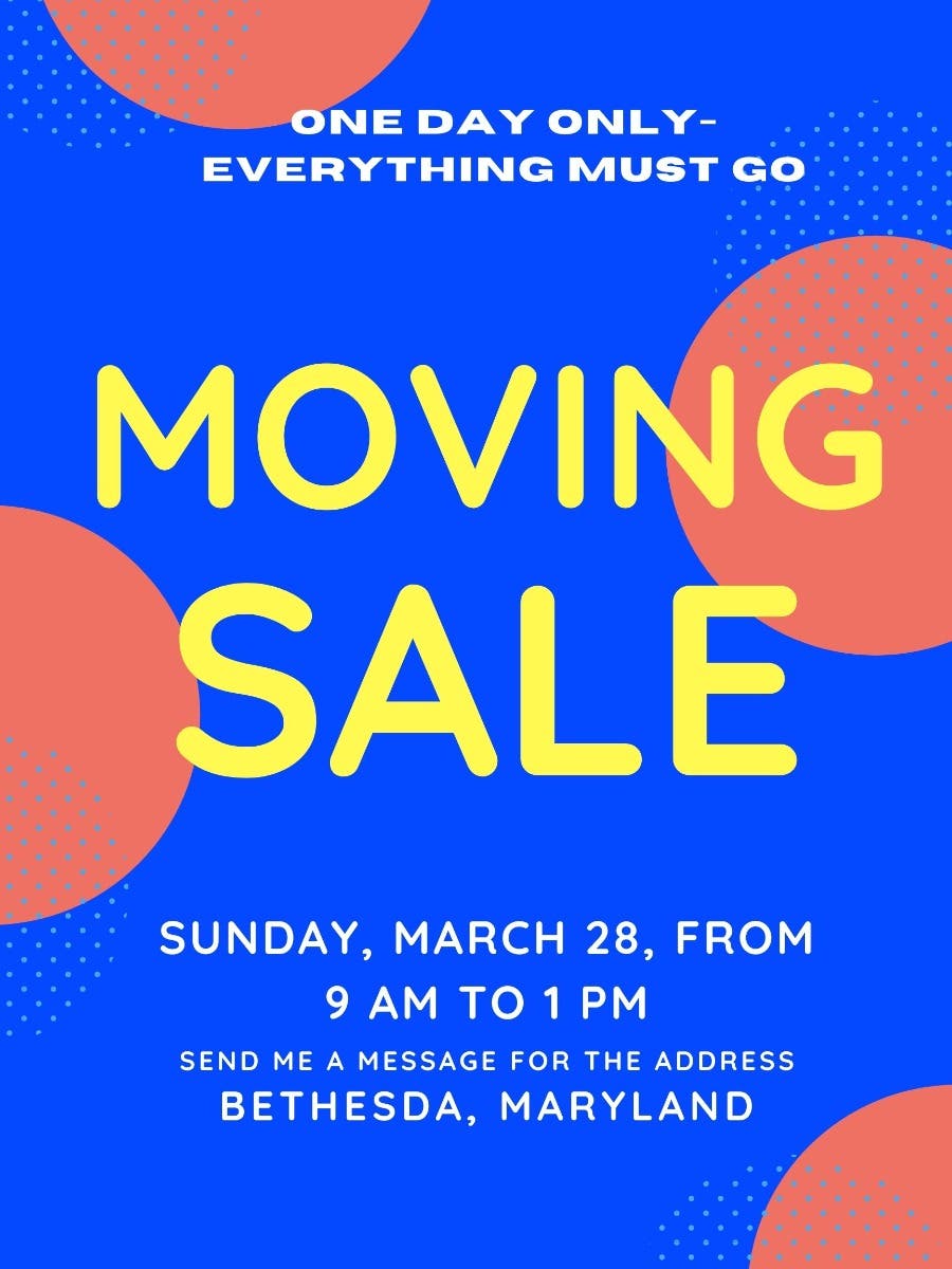 Huge Moving Sale Bethesda, MD Patch