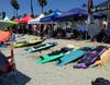 Board lined up at the 2021 Oceanside Longboard Surfing Contest and Beach Festival.