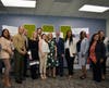 FLOTUS poses with staff and former patients of the Cohen Veterans Network; Colonel Daniel Whitley and Dr. Mary Rotert of Camp Pendleton; Rep Sara Jacobs (D, CA-51), Mayor Esther Sanchez, City of Oceanside and San Diego County Supervisor Nathan Fletcher.