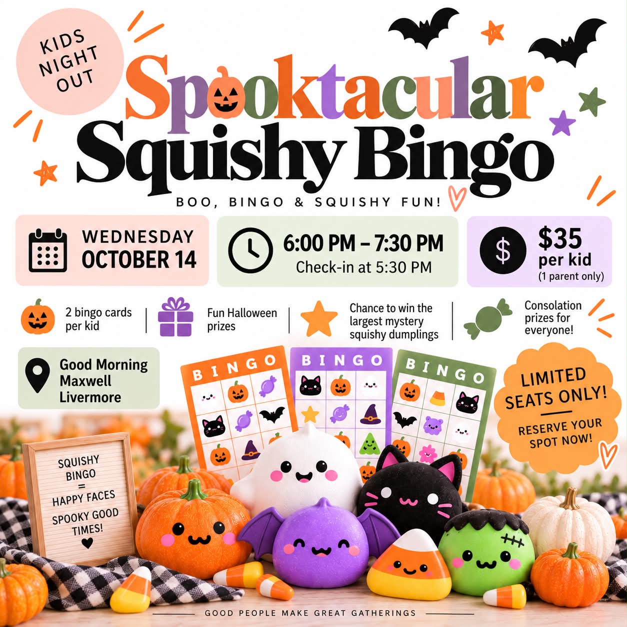 ππ» HAPPENING TODAY! Squishy Bingo Night at GMM Livermore β Let the Spooky Fun Begin! πβ¨