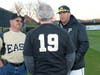 PESH alumni talk with PESH Coach John LubowPlano East Baseball alumni at 2019 homecoming game