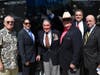 David Unger, Fabrication Plant Manager; Robert V. “Rob” Barnes, III, CEO; LtGen Richard Carey, USMC (Ret); DBI Chairman of the Board Robert V. “Buddie” Barnes, Jr.; DBI Project Manager; and Robert Harris, DBI Estimator; Col Mike McCollum, USMCR (Ret)