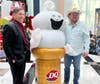 Texas Dairy Queen Operators’ Council CEO Lou Romanus and Josh Abbott with DQ mascot Curly
