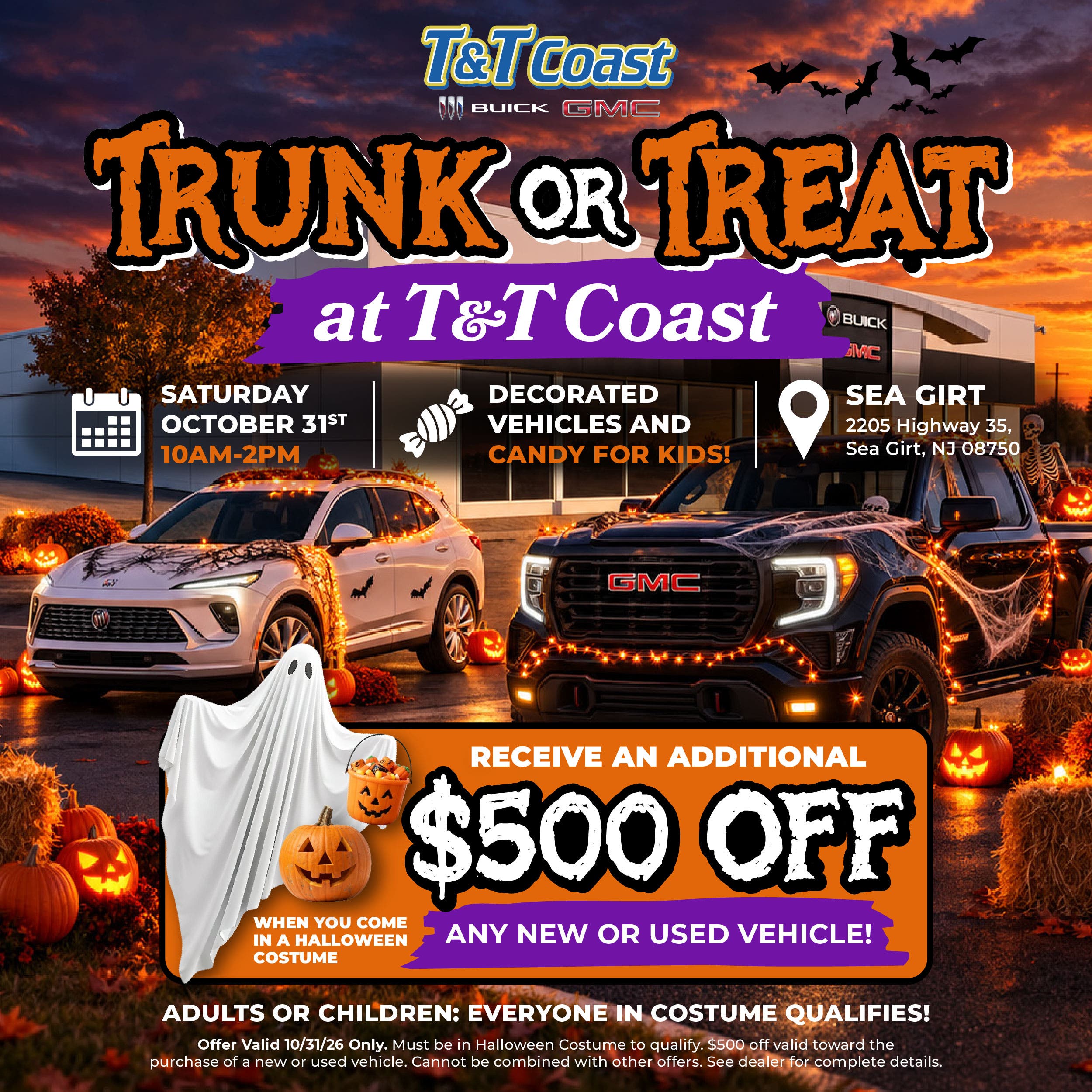 Trunk or Treat + an EXTRA $500 OFF at T&T Coast Buick GMC!