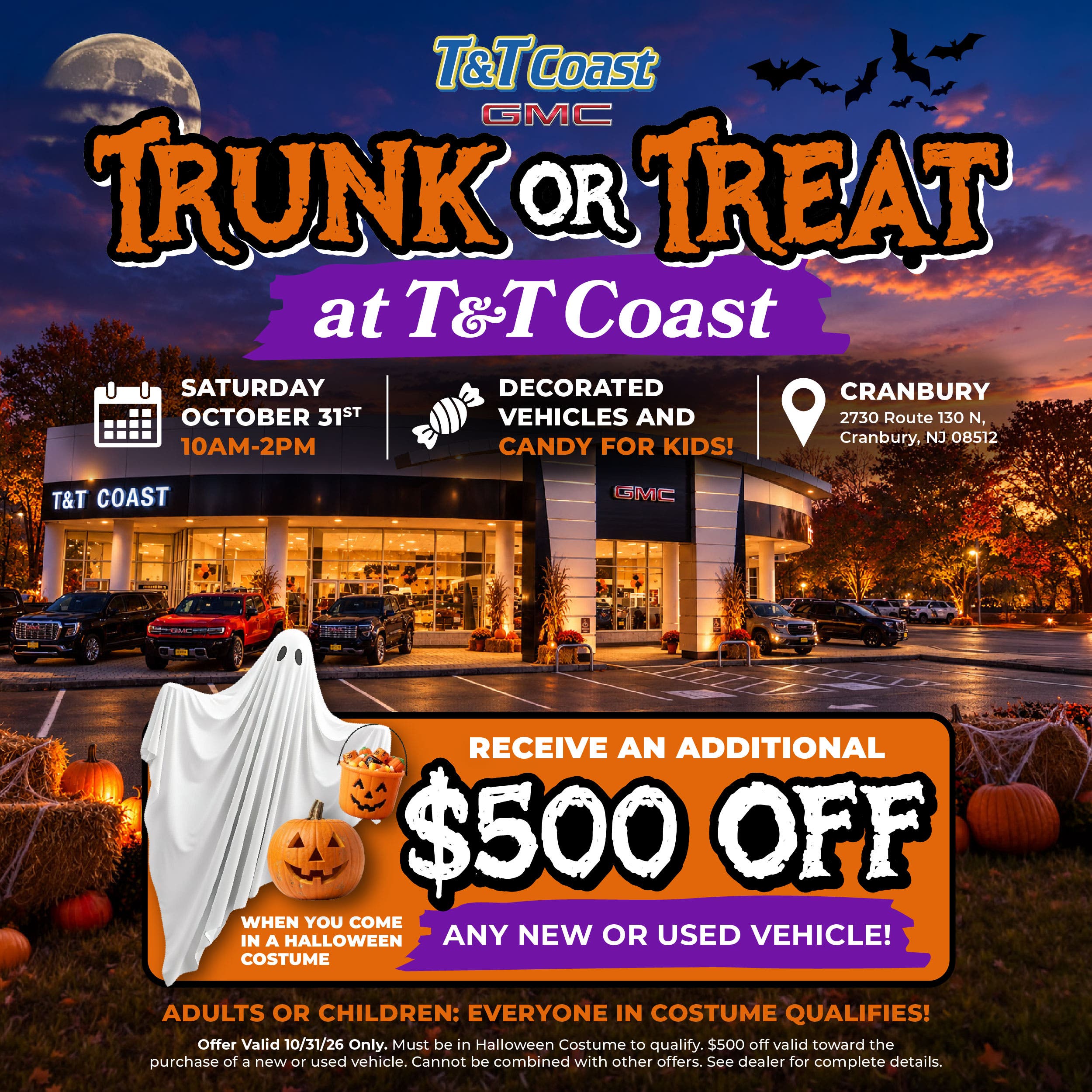 Trunk or Treat + an EXTRA $500 OFF at T&T Coast GMC!