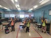 Students with their donated bookbags.