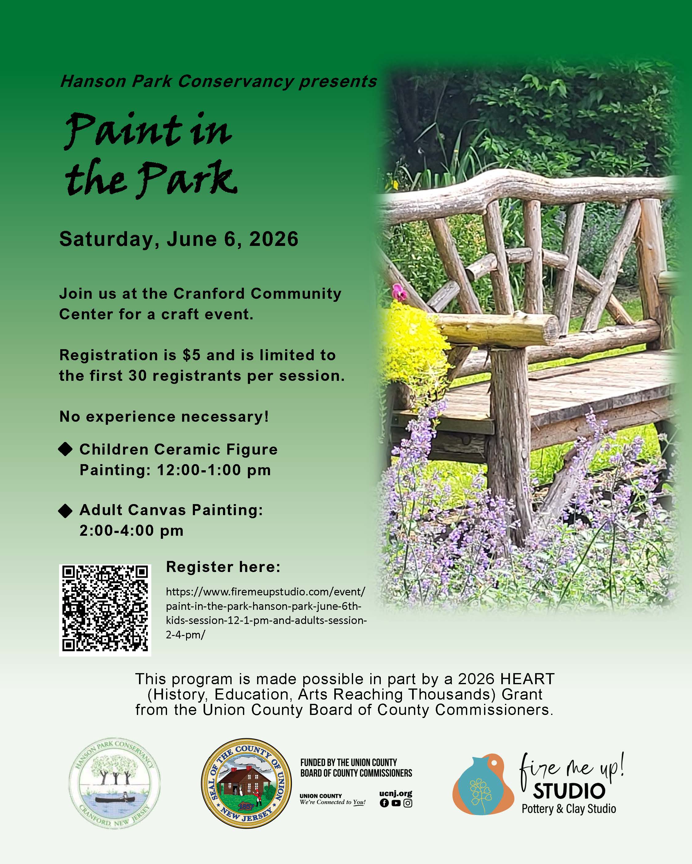 Hanson Park Conservancy Presents PAINT IN THE PARK