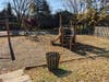 The Bobwhite Circle playground is downhill from the townhomes. The equipment (for 7-12 year olds) have been under discussion. In the meanwhile, kids (who aren't safety experts) occasionally use the swings, bobble rides, and the climbing loops.