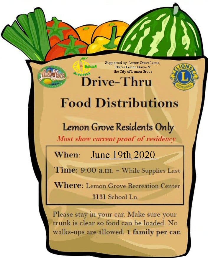 Jun 19 Drive Thru Food Distribution Lemon Grove CA Patch